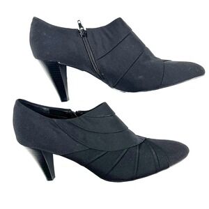 Impo Booties Shooties Women's 10 Black Stretch Fabric Elastic‎ Zip Heels